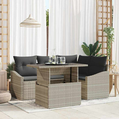 Tuin Sofa Set 5 st Licht Grijs en Donker Grijs
