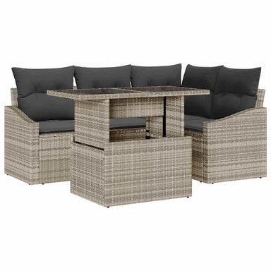 Tuin Sofa Set 5 st Licht Grijs en Donker Grijs