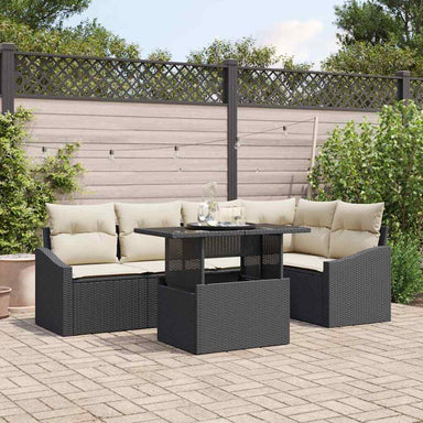Tuin Sofa Set 6 st Zwart en Crème