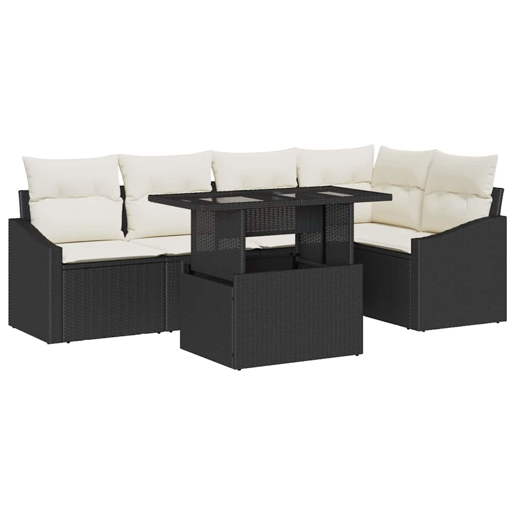 Tuin Sofa Set 6 st Zwart en Crème