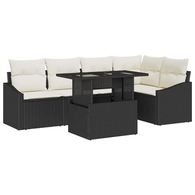 Tuin Sofa Set 6 st Zwart en Crème