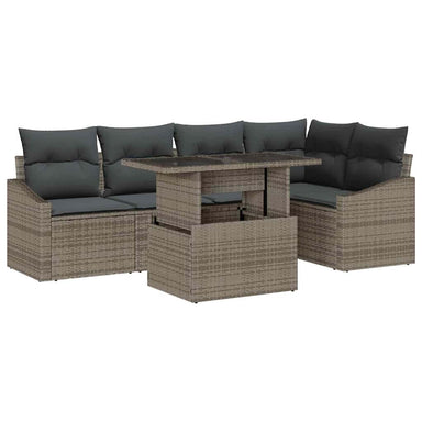 Tuin Sofa Set 6 st Grijs poly rattan, Gepoedercoat staal