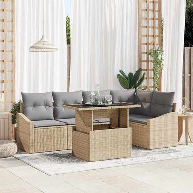 Tuin Sofa Set 6 st Beige en Licht Grijs