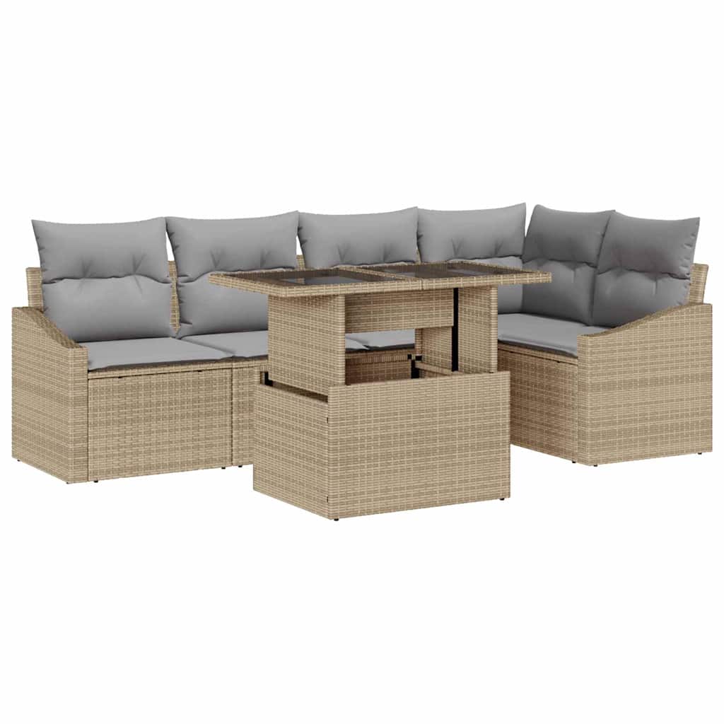 Tuin Sofa Set 6 st Beige en Licht Grijs