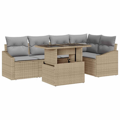 Tuin Sofa Set 6 st Beige en Licht Grijs
