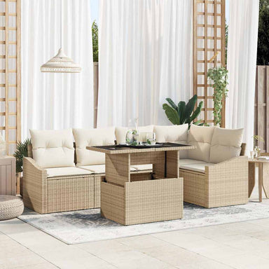 Tuin Sofa Set 6 st Beige en Crème