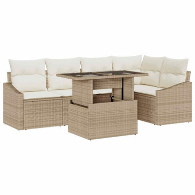 Tuin Sofa Set 6 st Beige en Crème