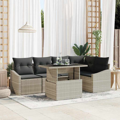 Tuin Sofa Set 6 st Licht Grijs en Donker Grijs