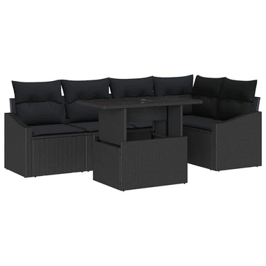Tuin Sofa Set 6 st Zwart poly rattan, Gepoedercoat staal