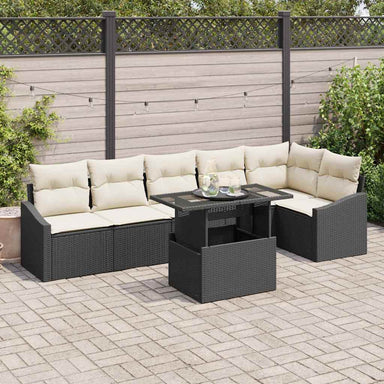 Tuin Sofa Set 7 st Zwart en Crème