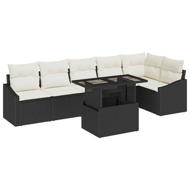 Tuin Sofa Set 7 st Zwart en Crème