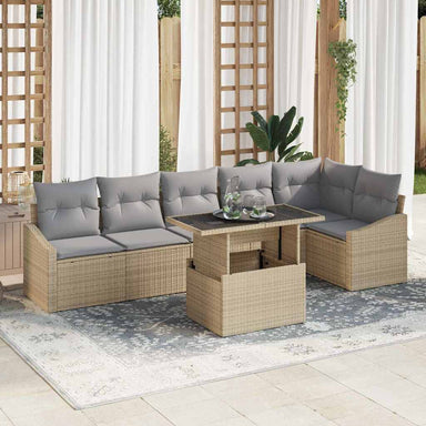 Tuin Sofa Set 7 st Beige en Licht Grijs