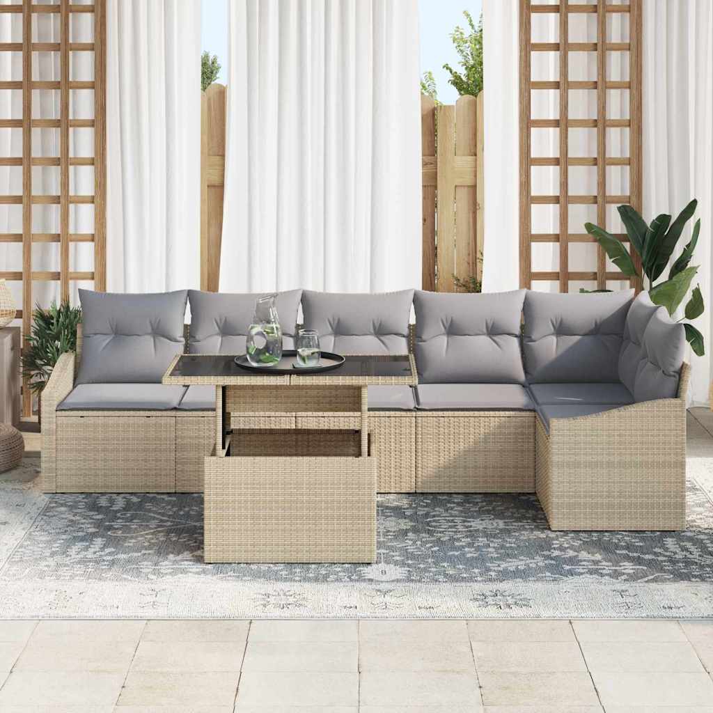 Tuin Sofa Set 7 st Beige en Licht Grijs