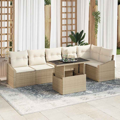 Tuin Sofa Set 7 st Beige en Crème