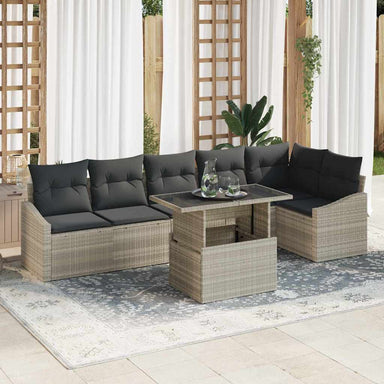 Tuin Sofa Set 7 st Licht Grijs en Donker Grijs