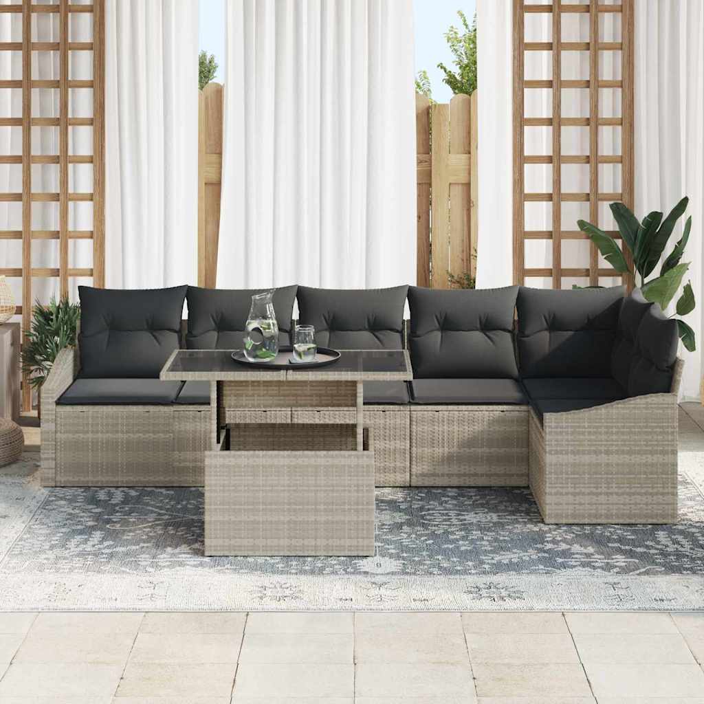 Tuin Sofa Set 7 st Licht Grijs en Donker Grijs