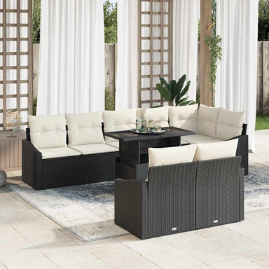 Tuin Sofa Set 9 st Zwart en Crème