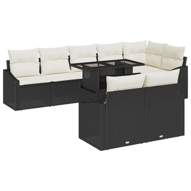 Tuin Sofa Set 9 st Zwart en Crème