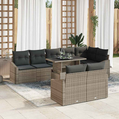 Tuin Sofa Set 9 st Grijs poly rattan, Gepoedercoat staal
