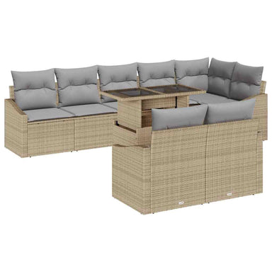 Tuin Sofa Set 9 st Beige en Licht Grijs