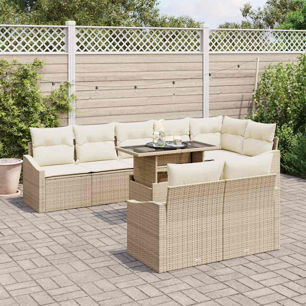 Tuin Sofa Set 9 st Beige en Crème