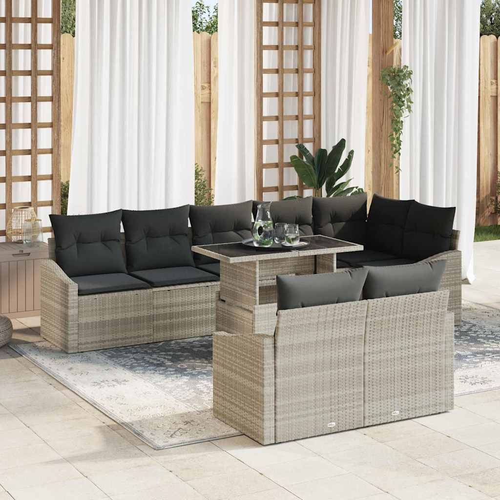 Tuin Sofa Set 9 st Licht Grijs en Donker Grijs