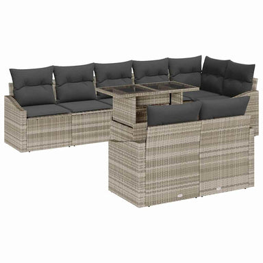 Tuin Sofa Set 9 st Licht Grijs en Donker Grijs