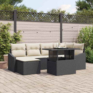 Tuin Sofa Set 7 st Zwart en Crème