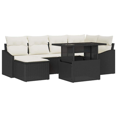 Tuin Sofa Set 7 st Zwart en Crème