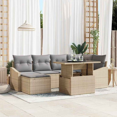 Tuin Sofa Set 7 st Beige en Licht Grijs