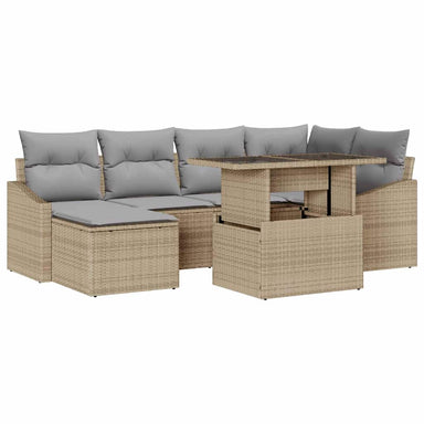 Tuin Sofa Set 7 st Beige en Licht Grijs