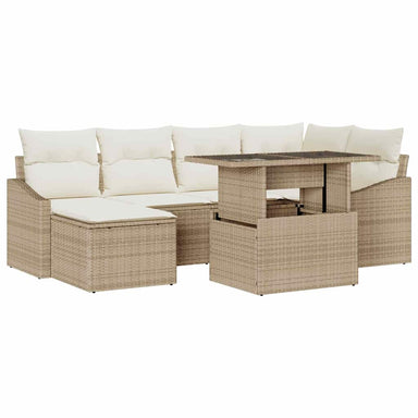 Tuin Sofa Set 7 st Beige en Crème