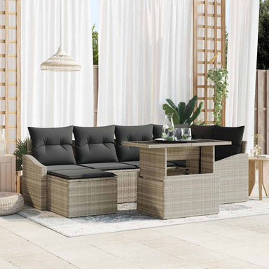 Tuin Sofa Set 7 st Licht Grijs en Donker Grijs