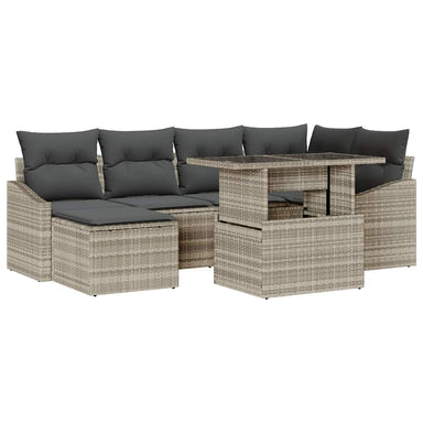 Tuin Sofa Set 7 st Licht Grijs en Donker Grijs