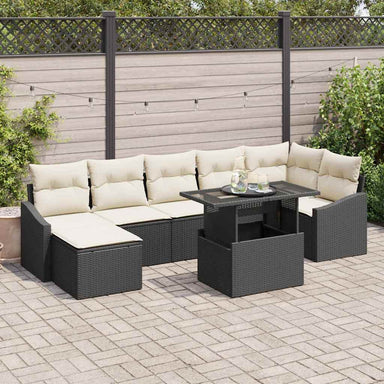 Tuin Sofa Set 8 st Zwart en Crème