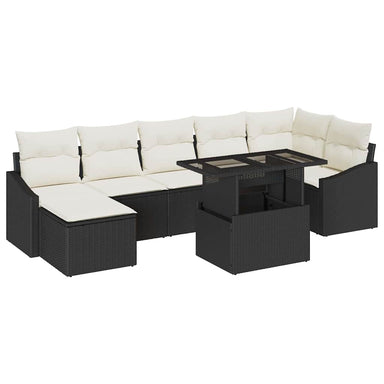 Tuin Sofa Set 8 st Zwart en Crème