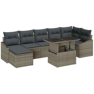 Tuin Sofa Set 8 st Grijs poly rattan, Gepoedercoat staal