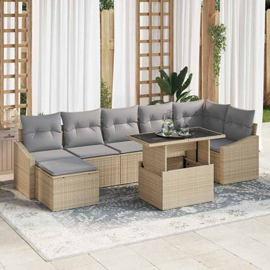 Tuin Sofa Set 8 st Beige en Licht Grijs
