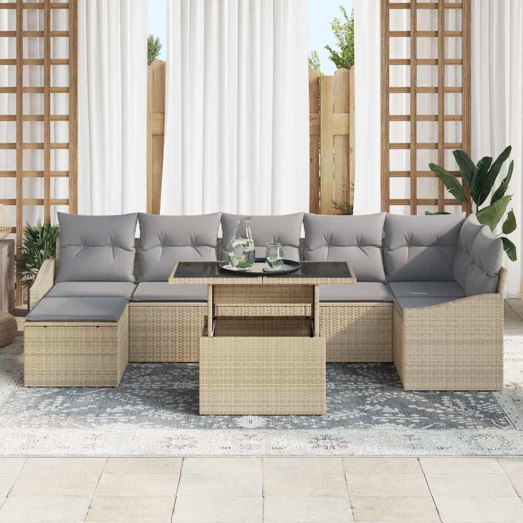 Tuin Sofa Set 8 st Beige en Licht Grijs