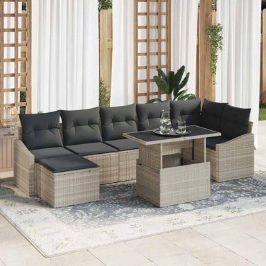Tuin Sofa Set 8 st Licht Grijs en Donker Grijs