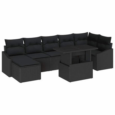 Tuin Sofa Set 8 st Zwart poly rattan, Gepoedercoat staal