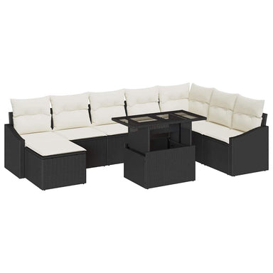 Tuin Sofa Set 9 st Zwart en Crème
