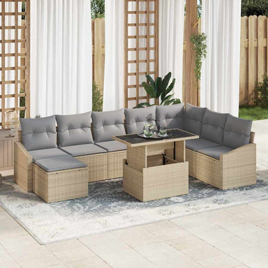 Tuin Sofa Set 9 st Beige en Licht Grijs