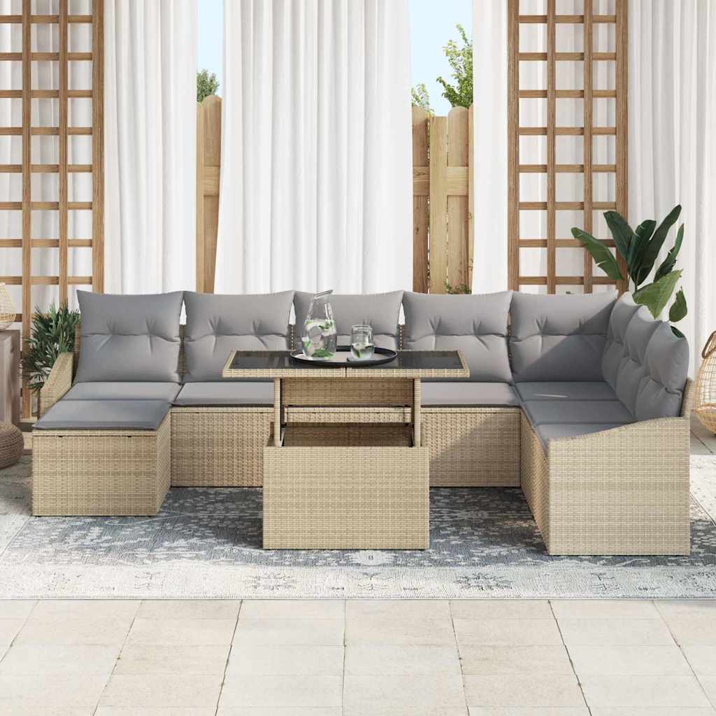 Tuin Sofa Set 9 st Beige en Licht Grijs