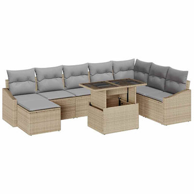 Tuin Sofa Set 9 st Beige en Licht Grijs