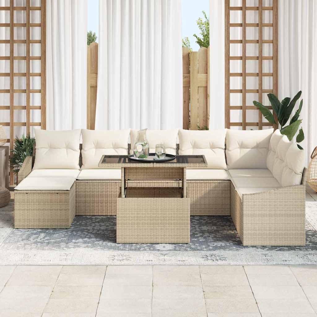 Tuin Sofa Set 9 st Beige en Crème