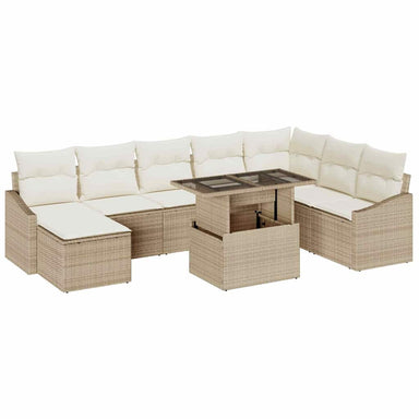 Tuin Sofa Set 9 st Beige en Crème