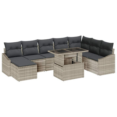 Tuin Sofa Set 9 st Licht Grijs en Donker Grijs