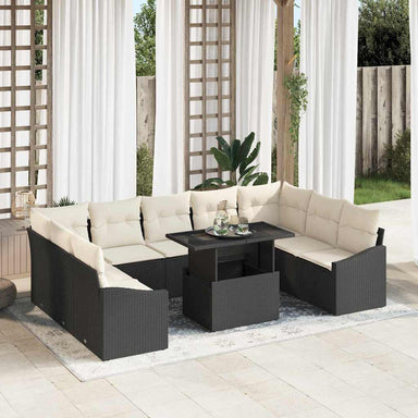 Tuin Sofa Set 10 st Zwart en Crème