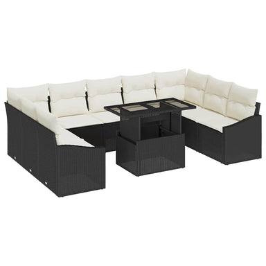 Tuin Sofa Set 10 st Zwart en Crème
